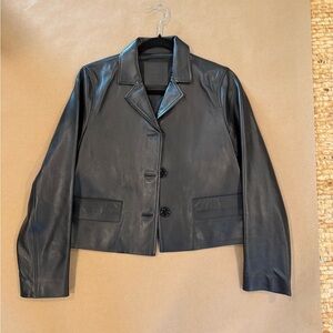 Massimo Dutti Black Leather Jacket